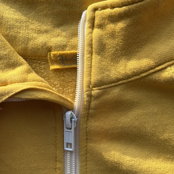 Brandy Melville John Galt Yellow Cropped Half Zip Sweatshirt - Picture 6 of 6
